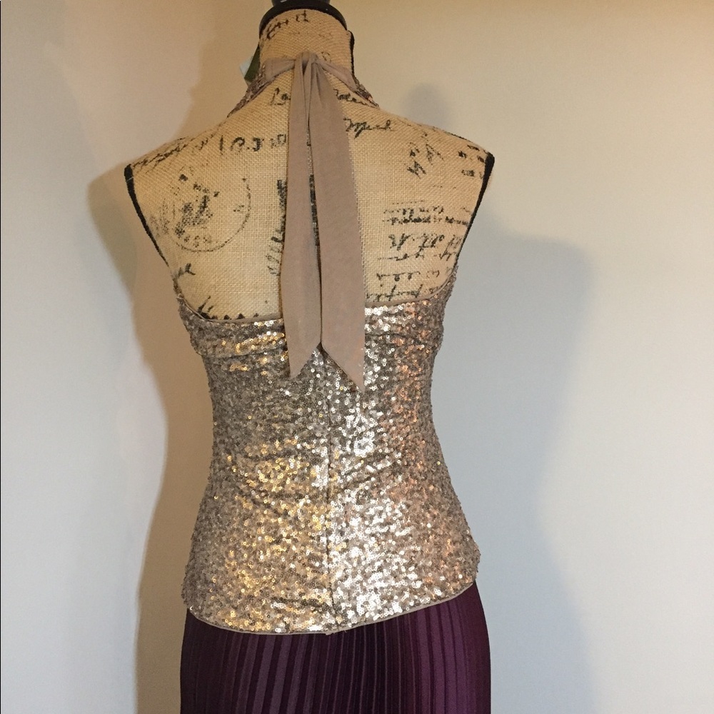Like New Be-Be Rose Gold Sequin Top - Picture 2 of 11